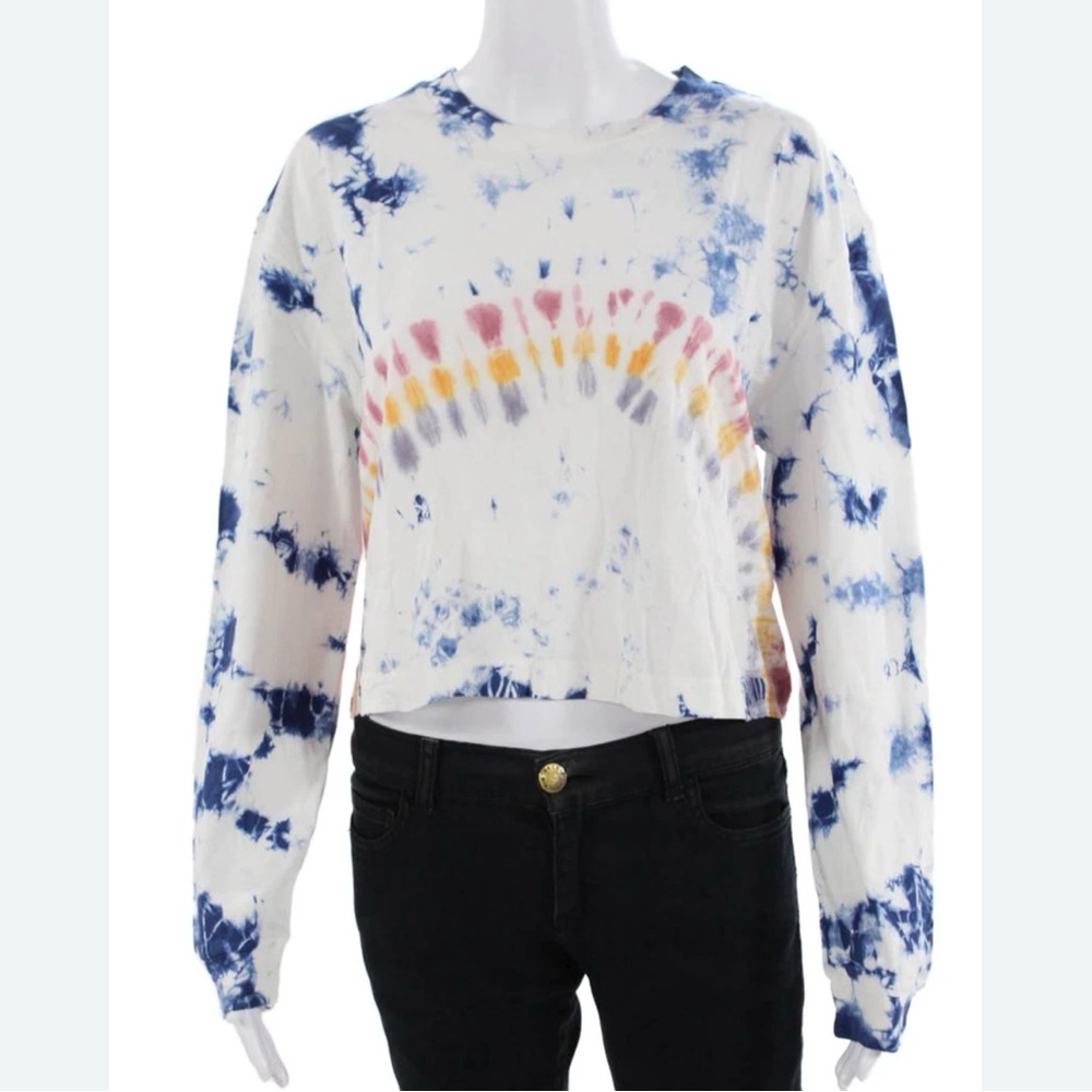 French Connection Tie-Dye Long Sleeve Crop Top